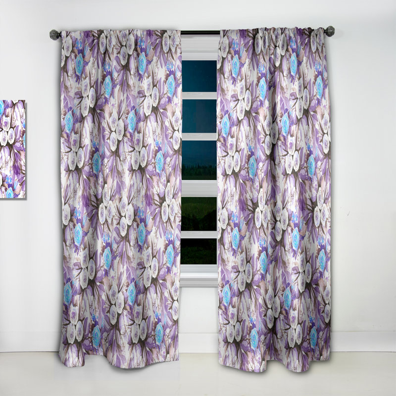 Rideau simple occultant à motif floral coloré et coloré, L 52 po x L 108 po