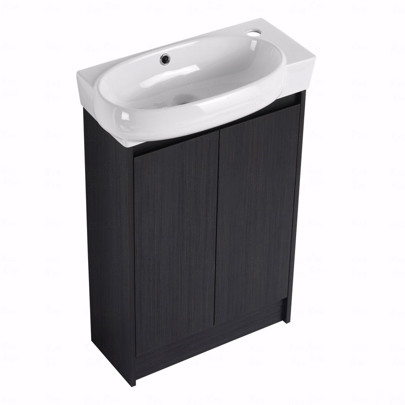 Meuble-lavabo autoportant de 23 po avec lavabo et portes à fermeture en douceur, Noir