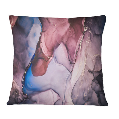 Brown And Blue Luxury Abstract Fluid Art VII - Modern Printed Throw Pillow