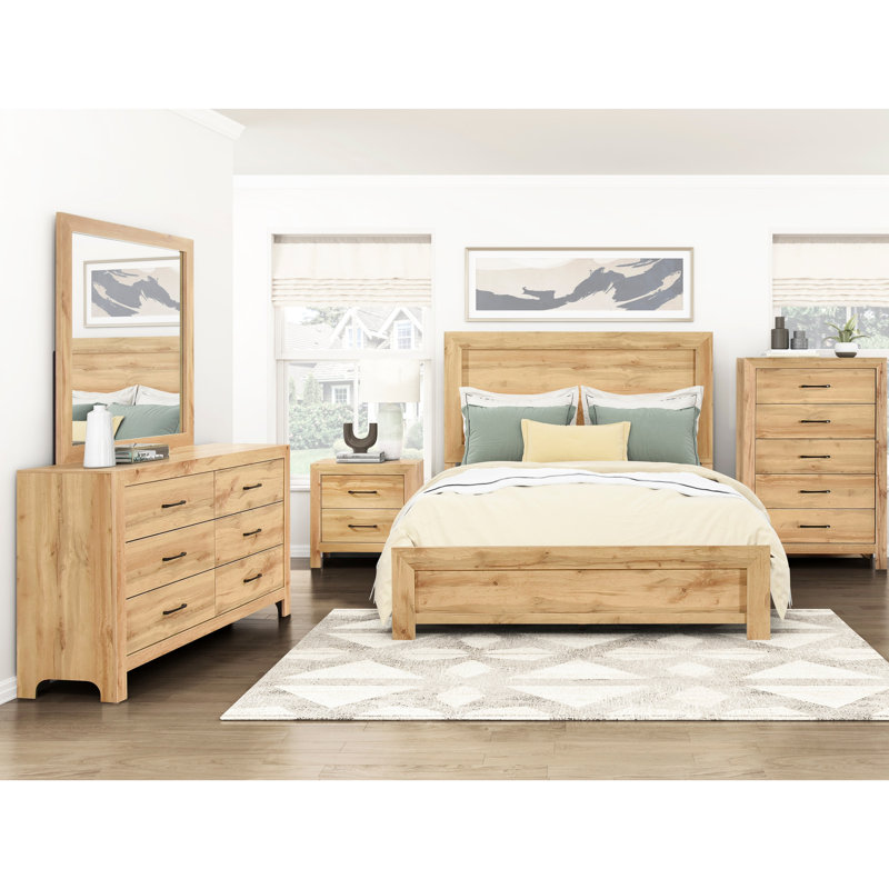 Très grand lit rustique au fini naturel, dans une boîte, tête de lit et inclus, cadre à finition simple pour la décoration de la chambre à coucher, design, résistant aux égratignures
