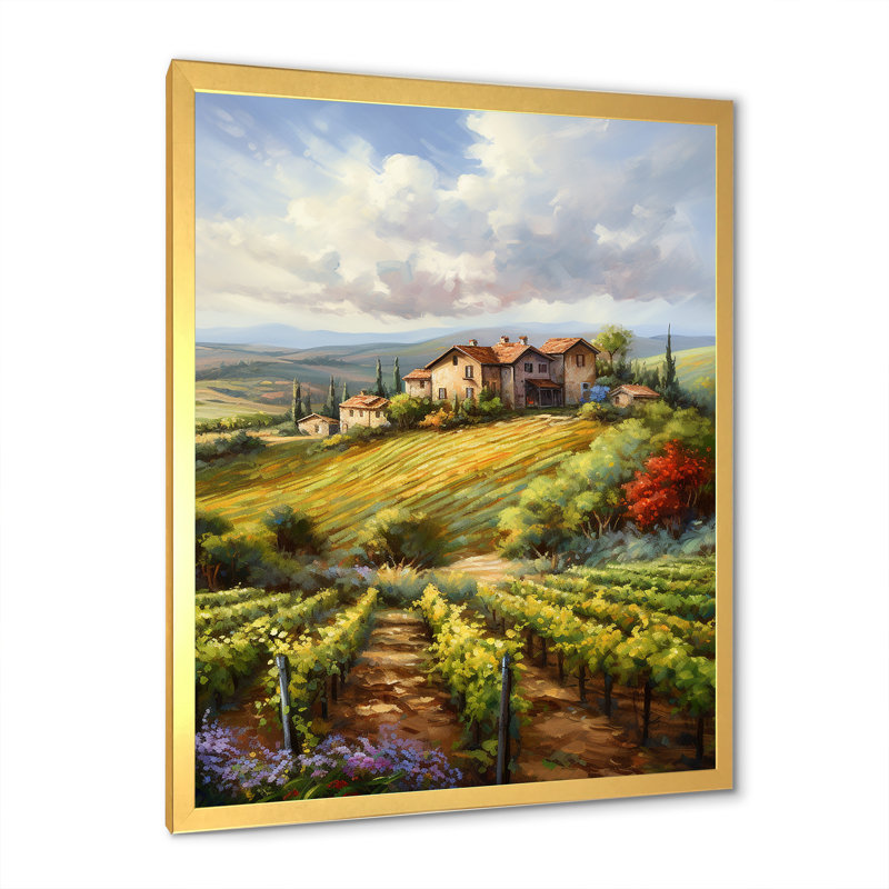 «Vineyard Charm», impression sur toile, Cadre doré simple, H 44 po x l 34 po x P 1,5 po