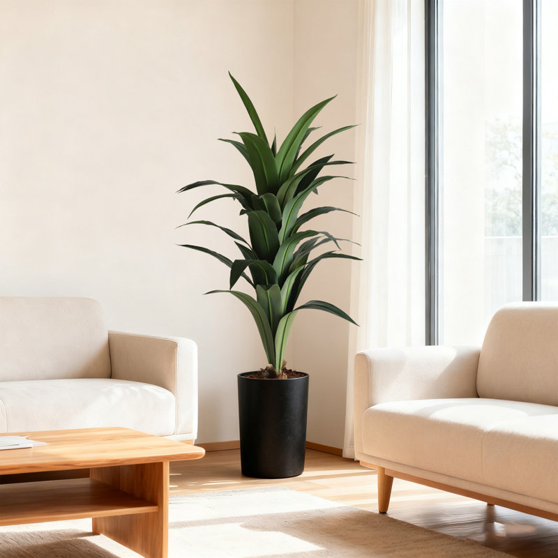 Arbre de 47 po Dracaena artificiel avec pot pour l'intérieur et l'extérieur, H 47 po x l 7 po