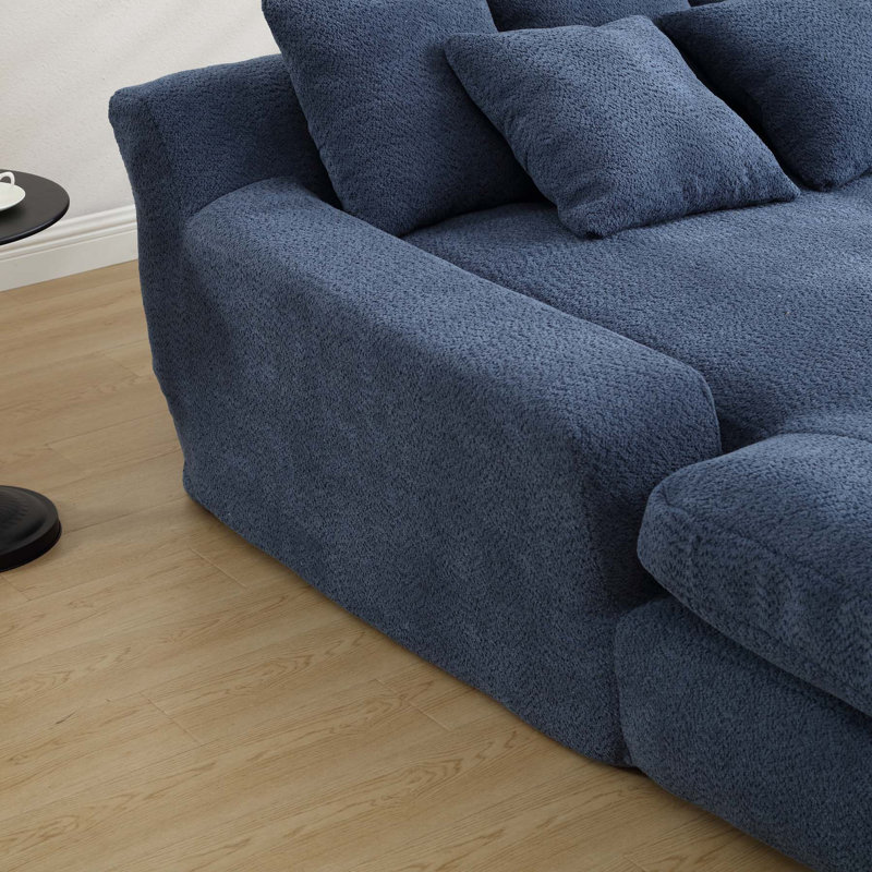 Axiel Upholstered Sleeper Sofa with Square Arm, White Chenille, 25.2" H x 53.54" W x 71.26" D