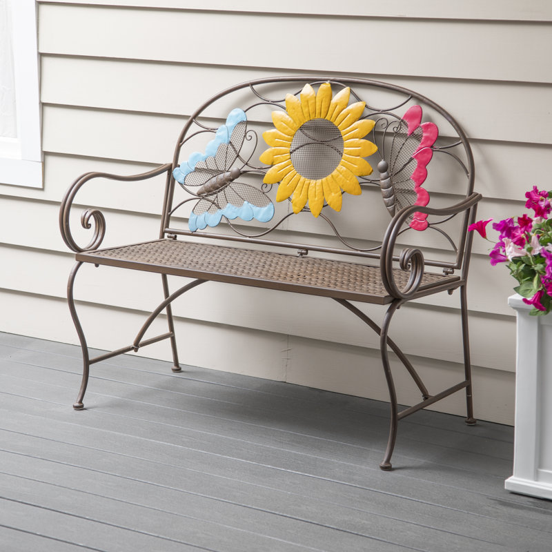 Banc de jardin en tournesol et papillons