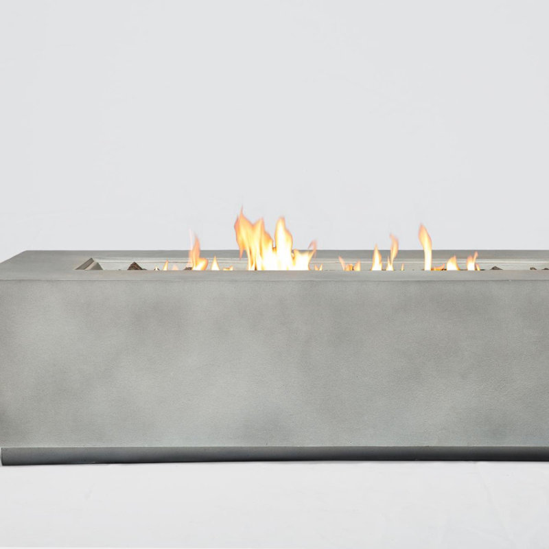 Concrete Propane Outdoor Fire Pit Table, Cream White, 24'' H x 15'' W x 56'' D