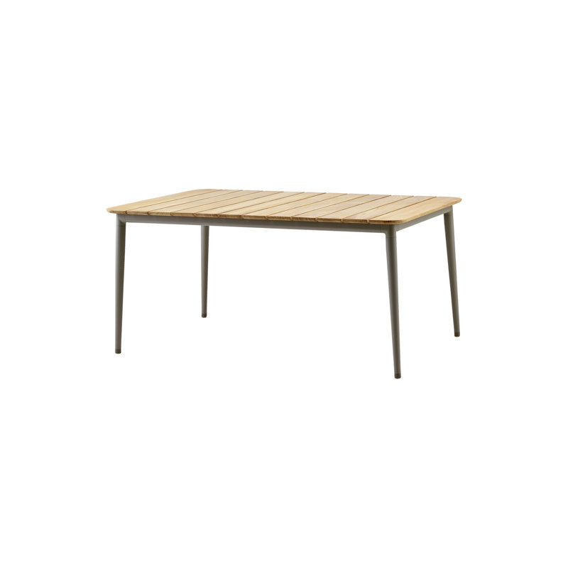 Core Rectangular Teak Solid Wood Outdoor Dining Table ,, Teak, 35.5" W x 62.9" L x 29" H, Aluminum Taupe