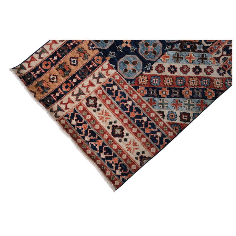 Hand Knotted Wool Area Rug in Multi