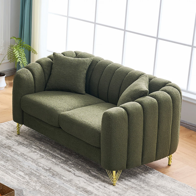 Causeuse en tissu 62,85 po Hoggard | Revêtement en peluche, Vert