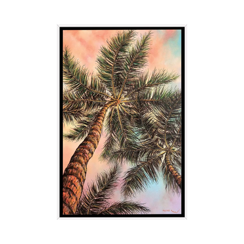 Keep Palm by ColorByFeliks - Print on Canvas, 101.6 cm H x 66.04 cm W, White Framed