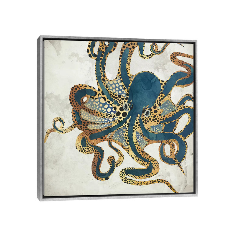 Underwater Dream VI - impression d'art graphique, H 12 po x l 12 po, Toile avec cadre flottant, Argent argent