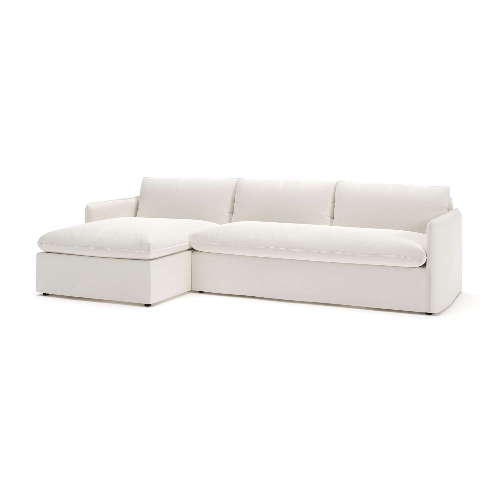 Bellatrix Sectional with Chaise, Lena Off White Performance Linen Blend, Left Hand Facing