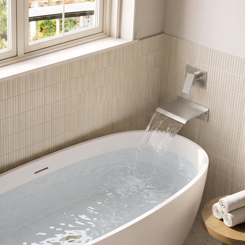 Robinet de baignoire romaine à une poignée, Nickel brossé