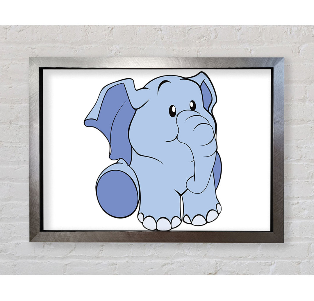 Gerahmtes Wandbild Happy Baby Elephant White