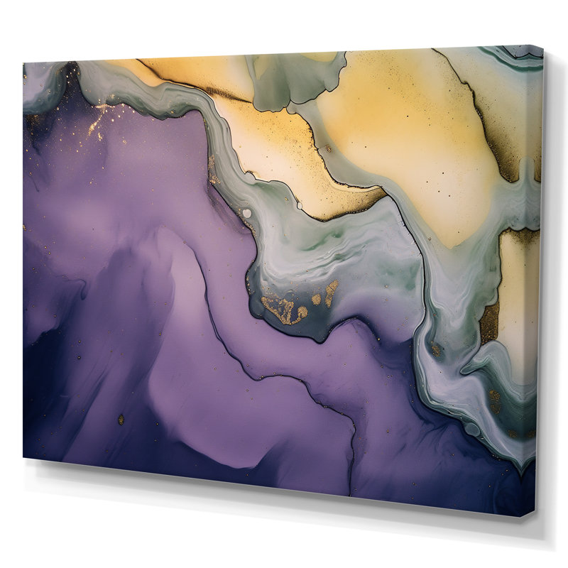 Mauve et gris nuages d'encre de marbre III - impression, Toile tendue, H 12 po x l 20 po x P 1 po