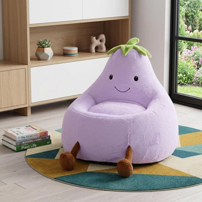 Fauteuil pouf inclinable en fausse fourrure violette de 61 cm
