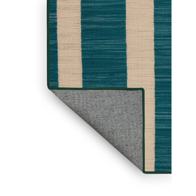 Tapis vert à rayures horizontales lavable à la machine, Rectangle 2 pi x 3 pi