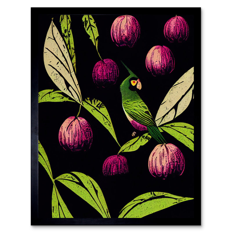 Parrot In Tree Fruit Bright - Single Picture Frame Print