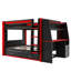 Lit superposé double avec lumières DEL, bureau, bibliothèque et lit gigogne, lit mezzanine avec rangement, rouge et noir