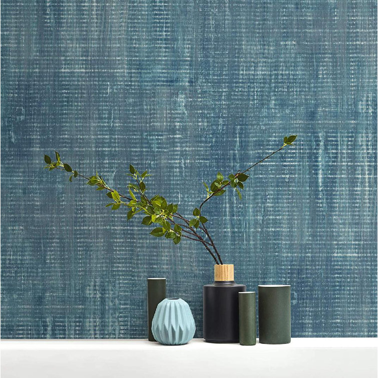 Homlpope Pattern Wallpaper Roll, Azure Blue - Wayfair Canada