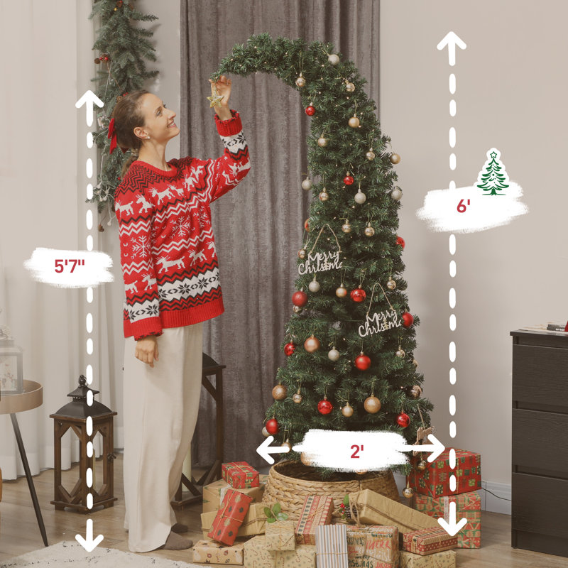 Arbres de Noël pré-éclairés peu encombrants, support en métal, conception fantaisiste pour maisons compactes