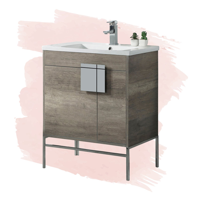 Ensemble de meuble-lavabo simple 30 po Maisie, Chrome poli, Gris ombré