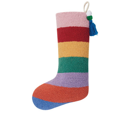 Rainbow Stripe With Pom Tassel Hook Stocking