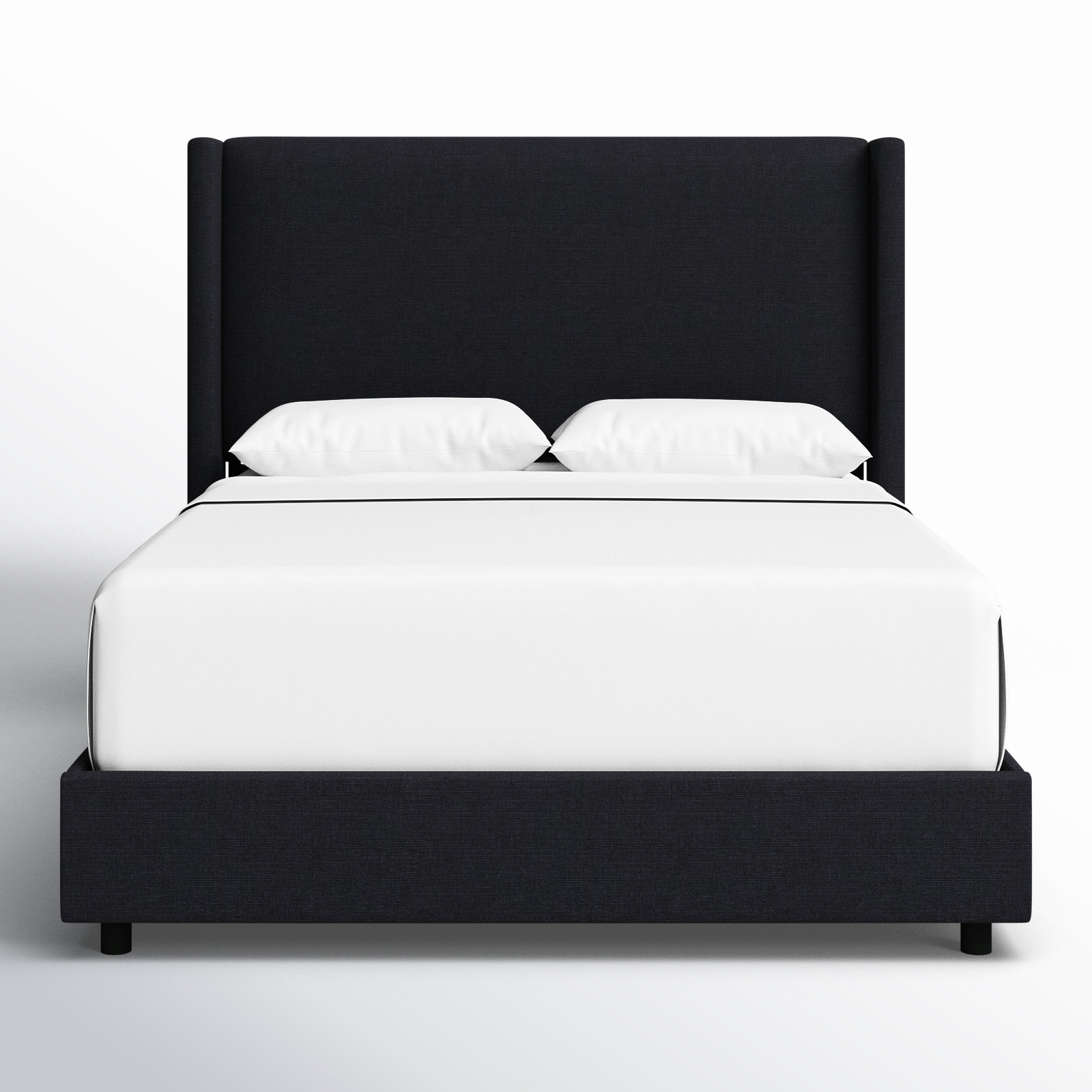 Hanson Linen Upholstered Wingback Bed, Queen, Classic Black Linen