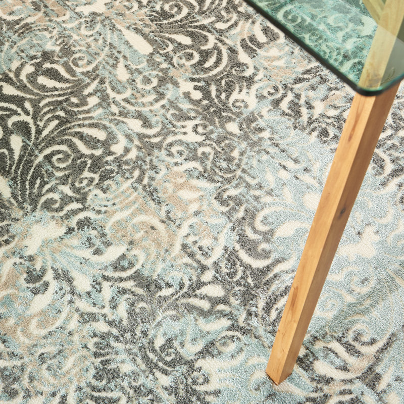 Springmont Polyester Gray/Charcoal Area Rug, Rectangle 4" x 6"