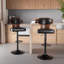 Tabouret de bar pivotant réglable - dossier en bois massif et siège en cuir synthétique - utilisation moderne dans la cuisine / le bar
