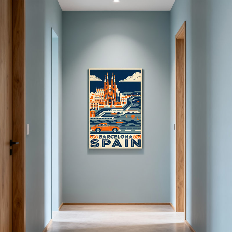 Paysages de la ville de Barcelone, Espagne, H 18 po x l 12 po