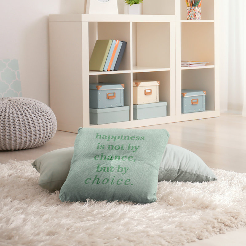 Coussin décoratif intérieur / extérieur Happiness, Vert, 30 po x 30 po