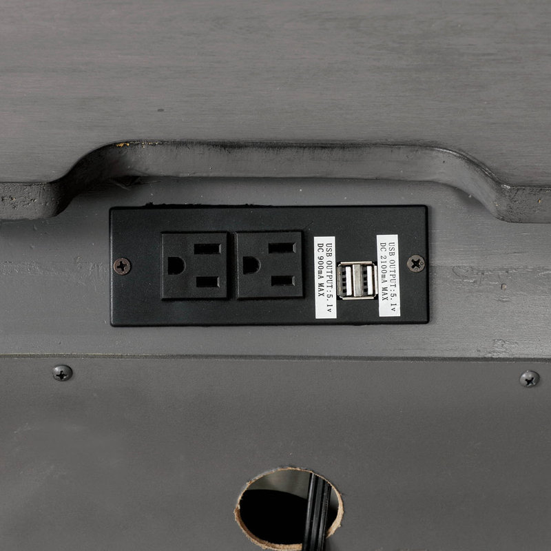 Table de chevet avec USB, gris, Gris