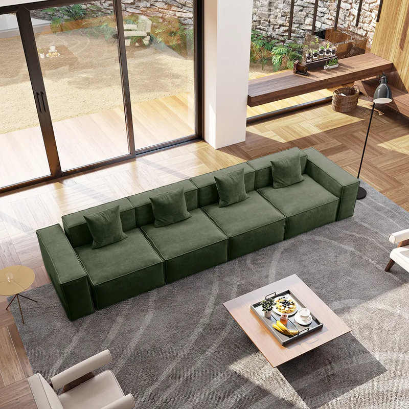 Canapé modulaire surdimensionné Barrett, Vert, 4, H 30,2 po x l 147,63 po x P 37,8 po