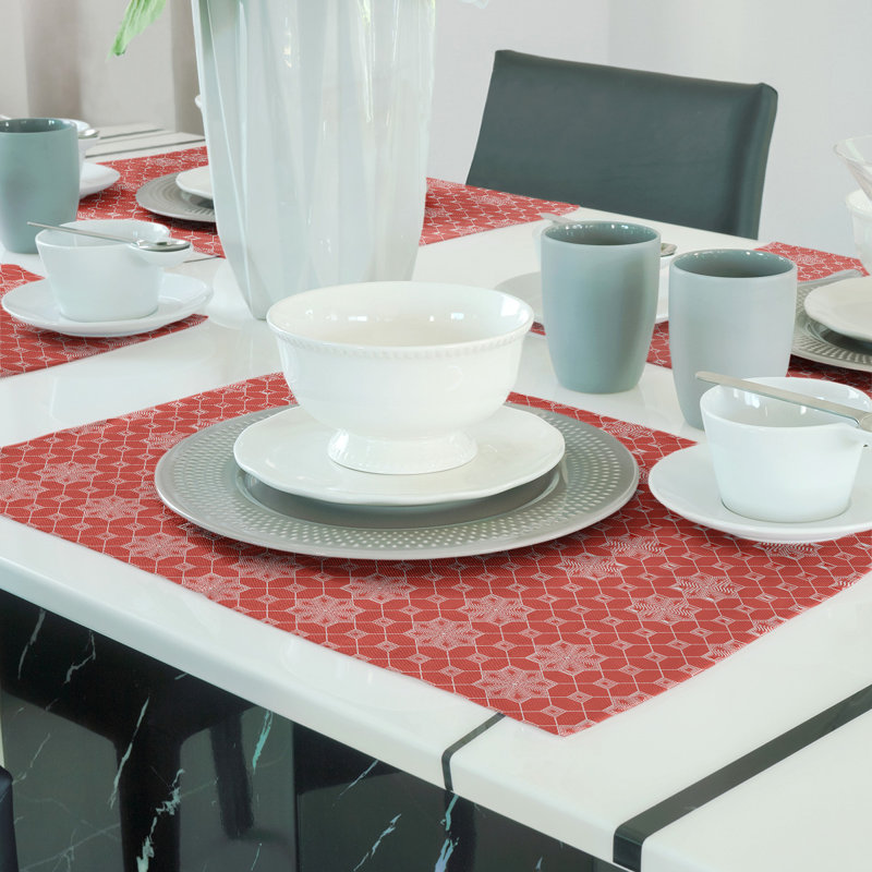 Napperon en coton 18 po Classic Lattice, Rouge