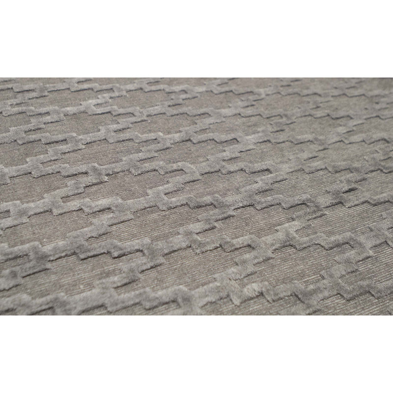 Wool Geometric Area Rug in Gray, Rectangle 5'11" x 9'3"