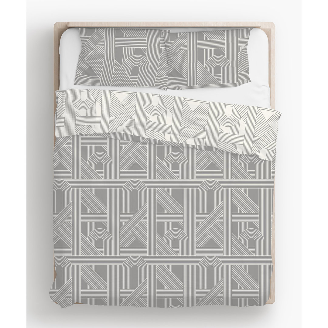 Averick Polyester Geometric Shapes Duvet Cover Set with Pillowcases Quilt Cover Soft and Breathable