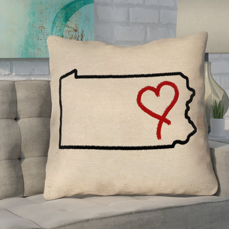 Coussin Katelyn Smith Pennsylvania Love, 40 po x 40 po, Coussin de sol