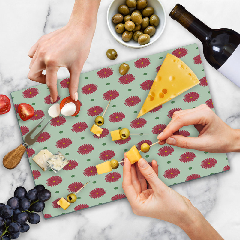 Ambesonne Colorful Cutting Board Large Size Spring Geometric Mix Multicolor