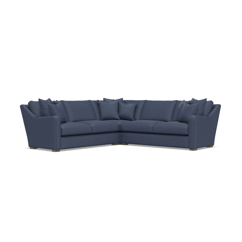 Sectional, Blue Polyester, 34.5" H x 107.5" W x 107.5" D, Symmetrical