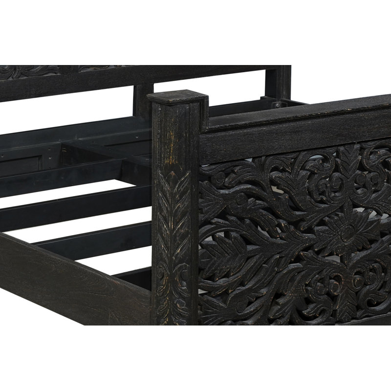 Harleen Solid Wood Standard Bed, King, Black
