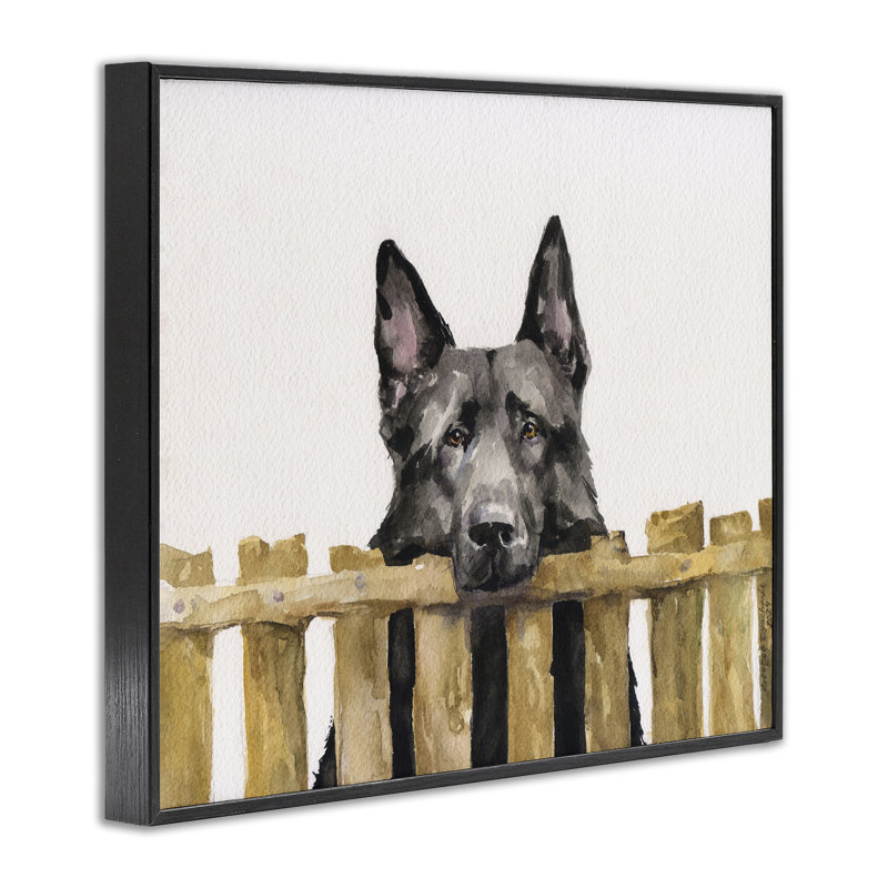 Art de giclée de berger allemand noir par George Dyachenko, Giclée encadrée noir minuit, H 16 po x l 20 po