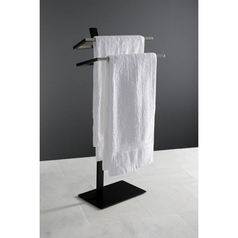 Kingston Brass Edenscape Freestanding Dual Towel Rack, Brushed Nickel