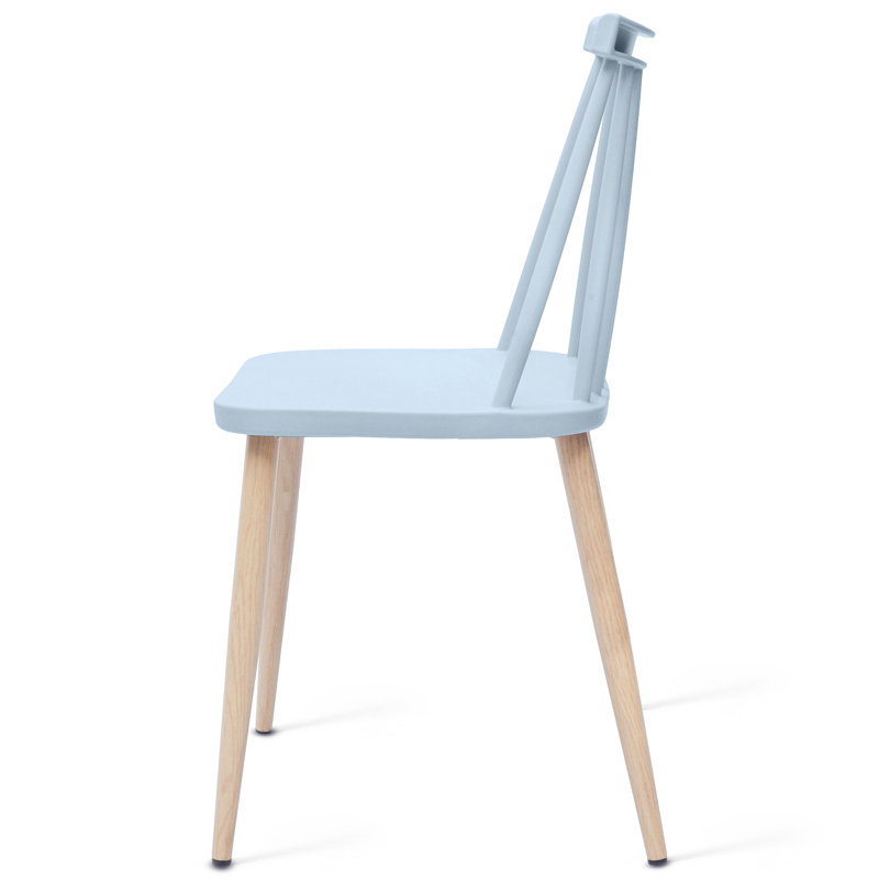 Troy Contemporary Windsor Design Plastic Dining Chair, Living Room Chair, Patio Chair, Armless Chair with Wood Texture, for Home, Office, Kitchen, Dining Room (Set of 4)