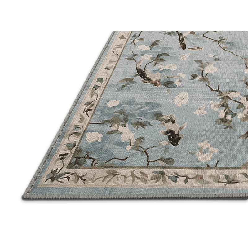Machine Washable Gray Area Rug, Square 6'