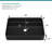 24"X16" Matte Black Rectangular Countertop Vessel Sink Fired Ceramic Above Counter Bathroom Basin