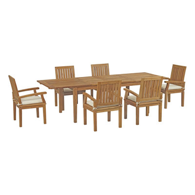 Marina 7 Piece Outdoor Patio Teak Outdoor Dining Set