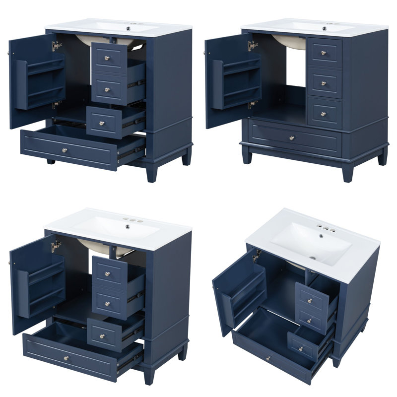 Meuble-lavabo 30 po avec lavabo, Bleu