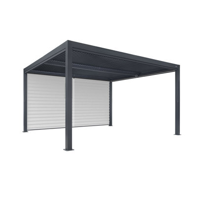 Purple Leaf Louvred Pergola Accessories Pull Down Roller Shade Privacy Shade Sun Side Shade, Grey Frame, Pergola Not Included