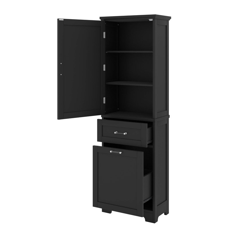 Armoire de rangement autoportante Lofty avec tiroirs de taille variable et tablette réglable, Noir
