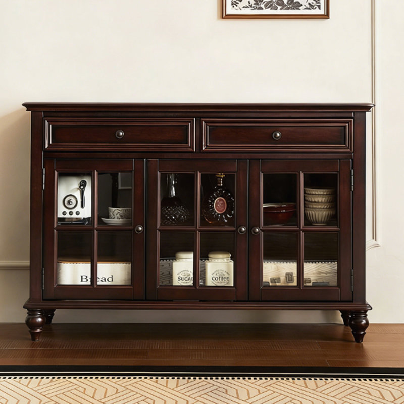 Modern Nut-Brown Solid Wood Sideboard